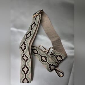 New Stylish Beige,Brown And Green Geometric Strap For Handbag Or Guitar Strap